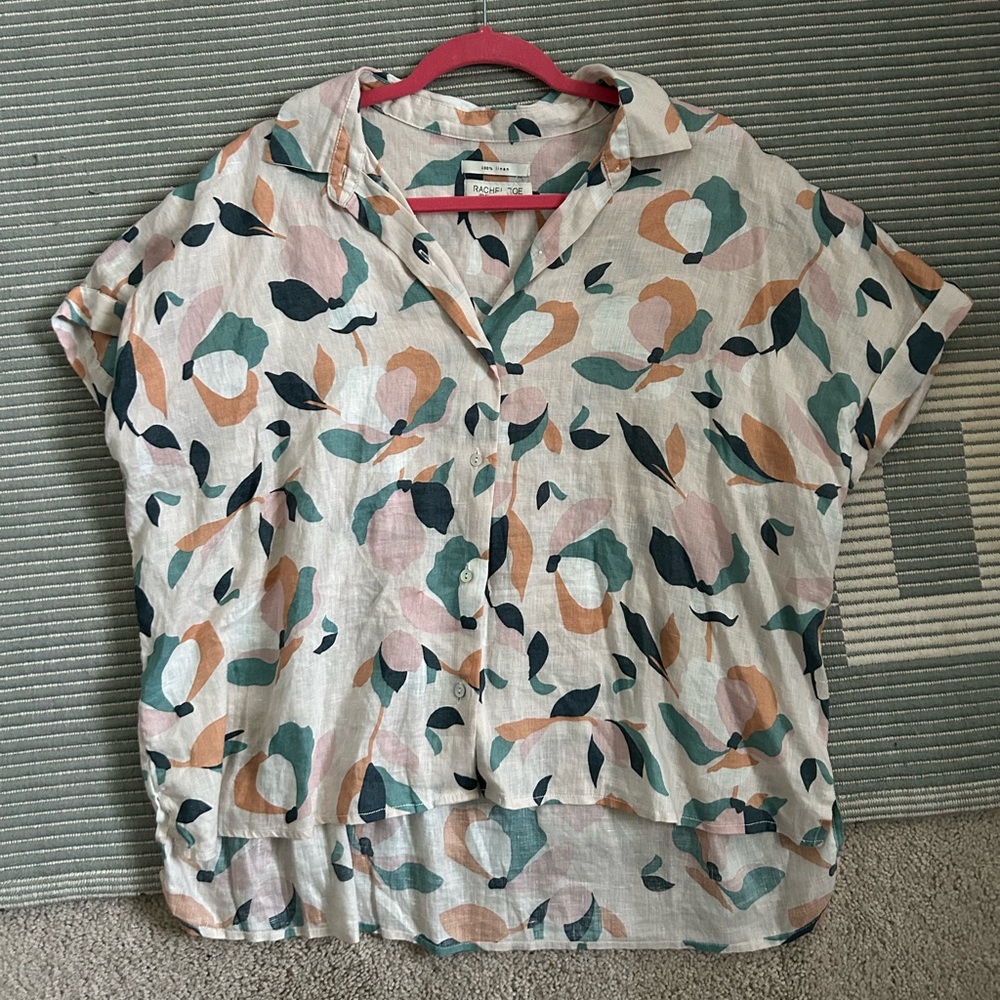 Rachel Zoe short sleeve linen button down. Sz Medium